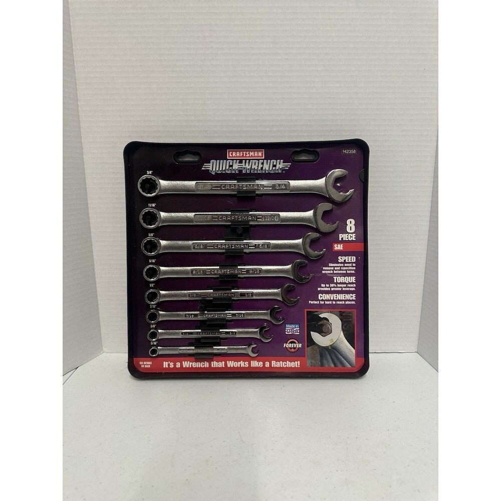 Craftsman Quick Wrench Set 942358 8 Pc SAE VA USA 3/4" to 5/16" Made in USA VTG